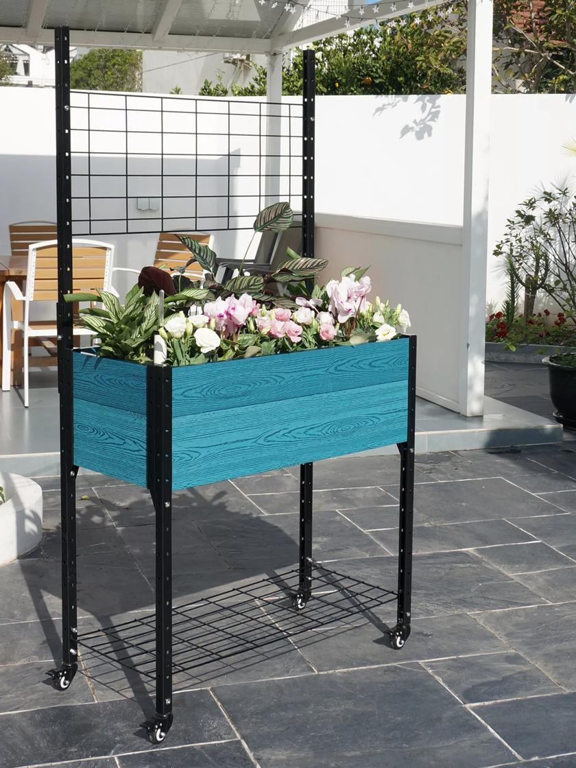 Elevated Planters |   Self-Watering Mobile Elevated Planter with Trellis Elevated Planters Elevated Planters