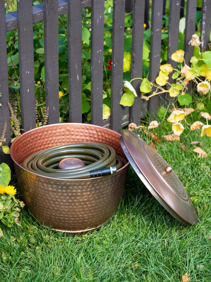 Hose Reels & Organizers |   Hammered Copper Hose Pot with Lid GARDEN SUPPLIES Hose Reels & Organizers