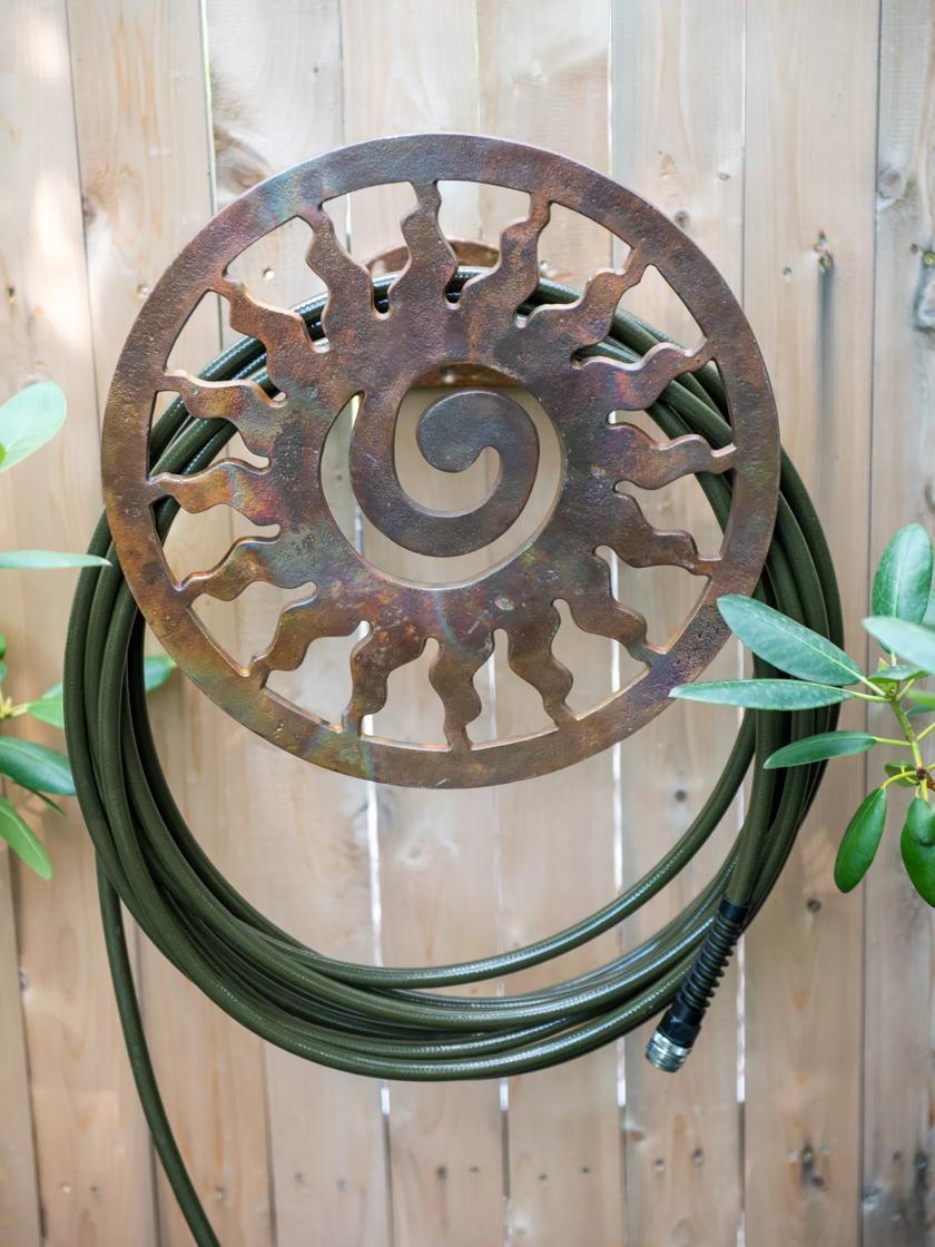 Hose Reels & Organizers |   Rustic Sun Wall-Mount Garden Hose Hanger GARDEN SUPPLIES Hose Reels & Organizers