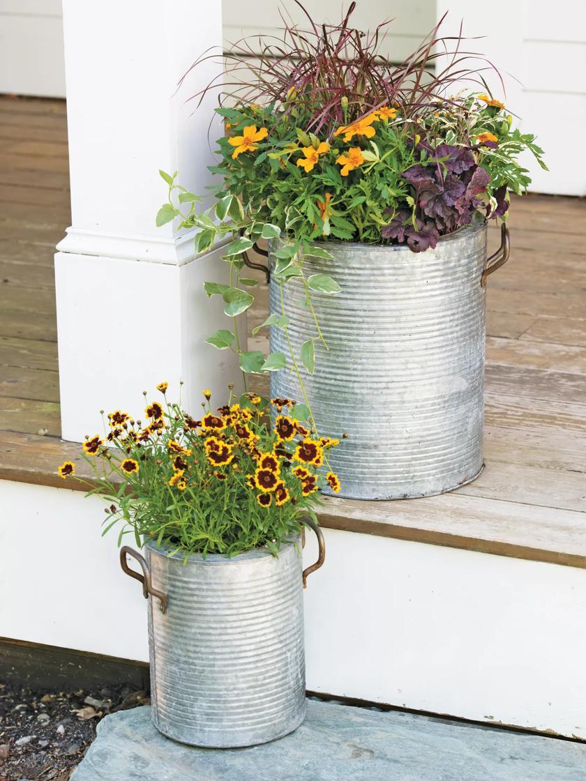 Patio Planters |   Galvanized Rim Planters Patio Planters Patio Planters