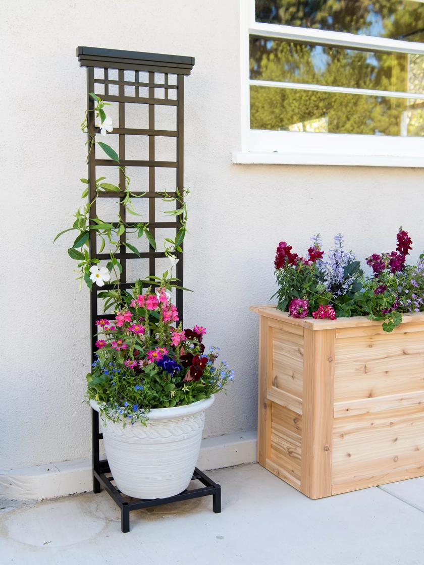 Plant Stands |   Mission-Style Planter Stand with Trellis Plant Stands Plant Stands