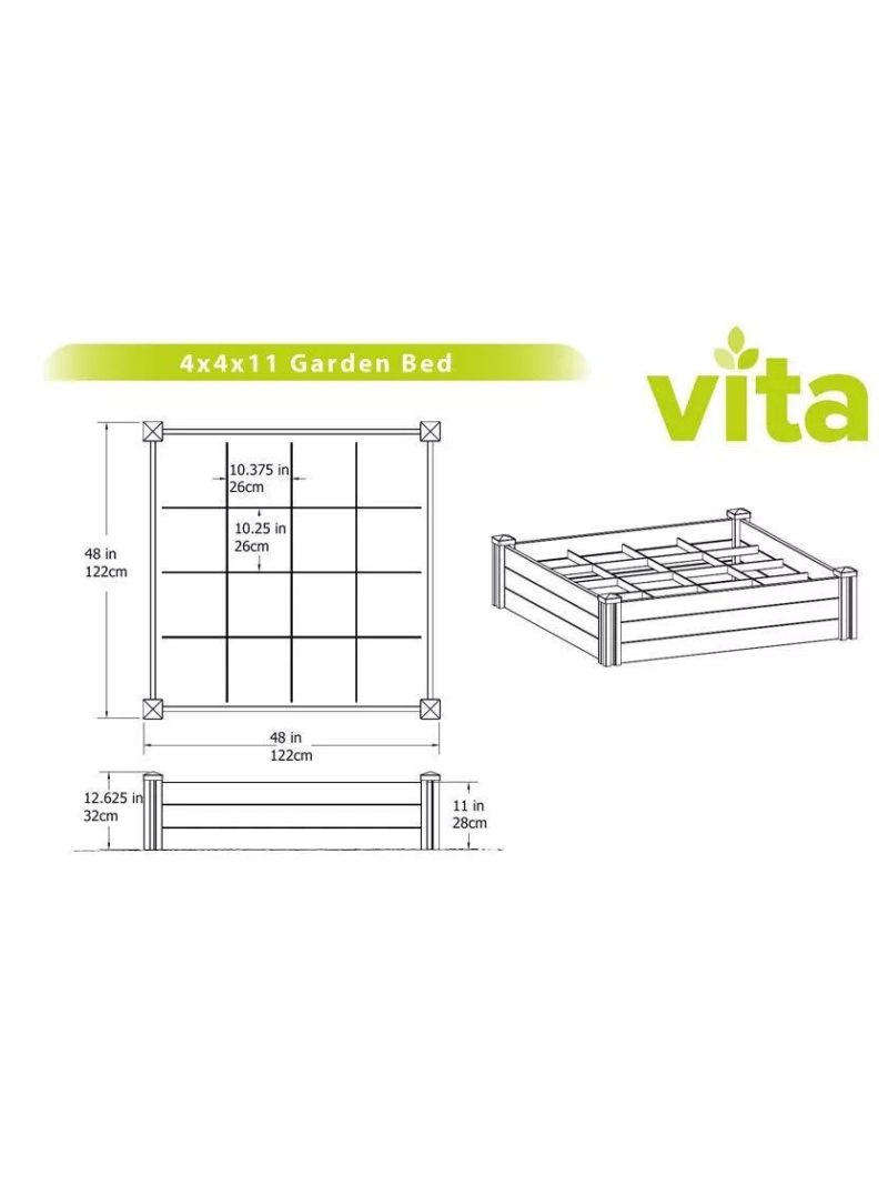 Raised Garden Beds |   Raised Garden Bed with Grow Grid, 4′ x 4′ PLANTERS & RAISED BEDS Raised Garden Beds