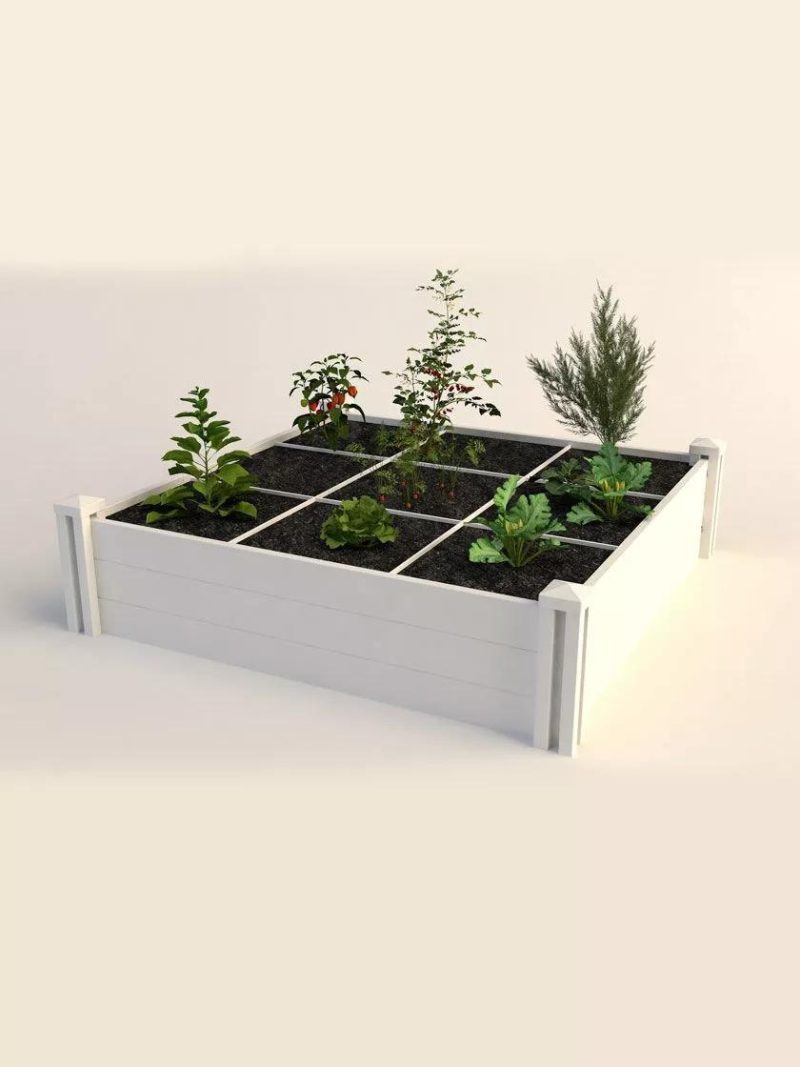 Raised Garden Beds |   Raised Garden Bed with Grow Grid, 4′ x 4′ PLANTERS & RAISED BEDS Raised Garden Beds