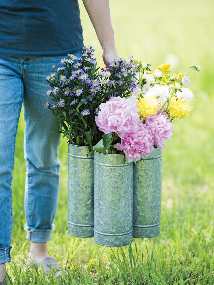 Trugs & Harvest Baskets |   Galvanized Flower Caddy GARDEN SUPPLIES Trugs & Harvest Baskets