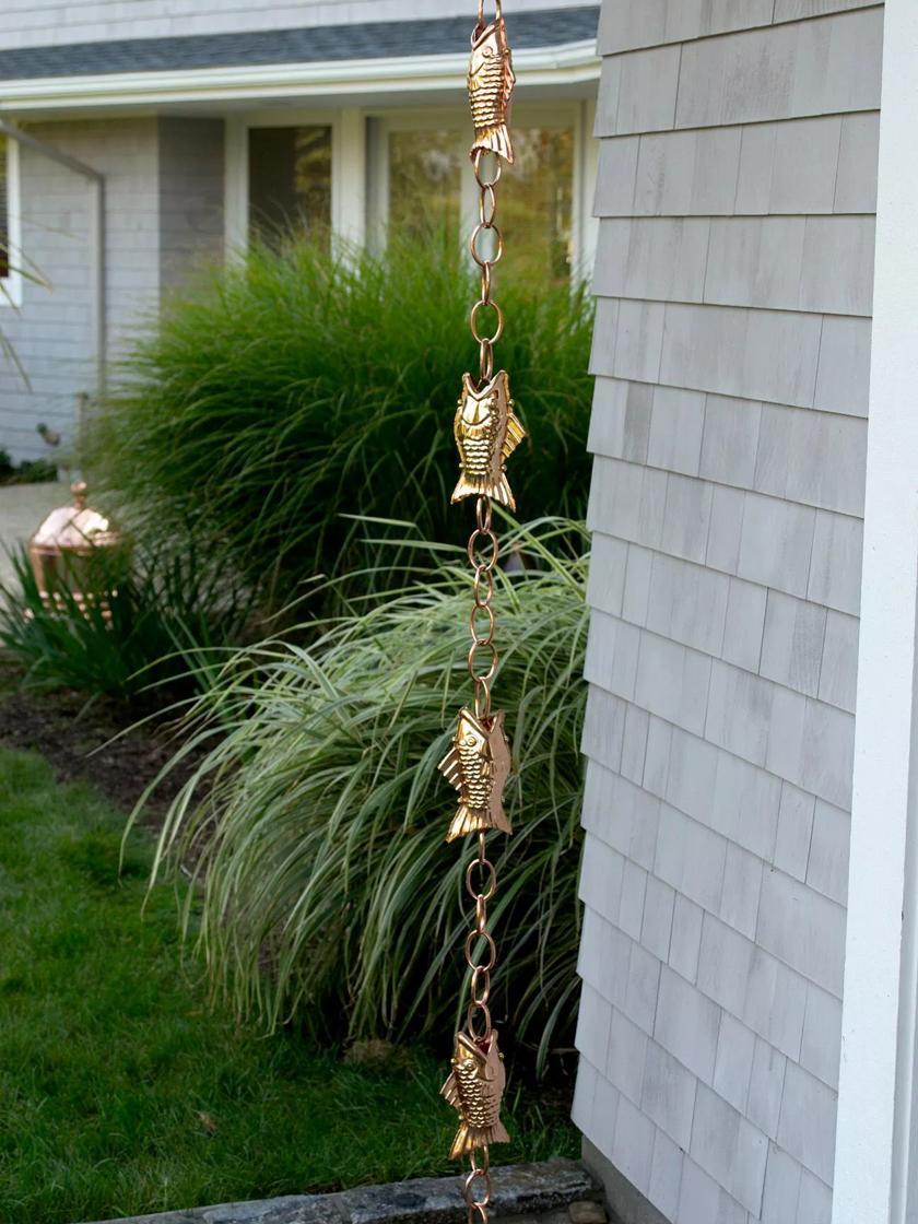 Watering Accessories |   Fish Pure Copper Rain Chain, 8.5′ GARDEN SUPPLIES Watering Accessories