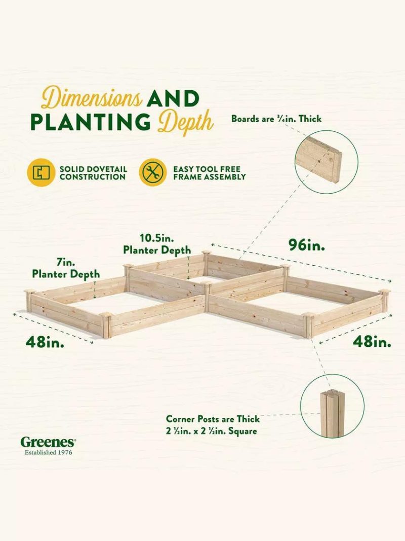 Raised Garden Beds |   2-Tier Pine Raised Garden Bed, 4’x12′ PLANTERS & RAISED BEDS Raised Garden Beds